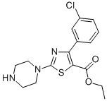 4-(3-氯苯在)-2-(1-哌嗪基)-5-三唑羧酸乙酯 结构式