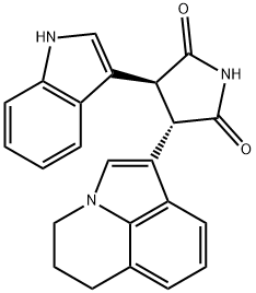 2,5-Pyrrolidinedione, 3-(5,6-dihydro-4H-pyrrolo[3,2,1-ij]quinolin-1-yl)-4-(1H-indol-3-yl)-, (3S,4S)- Struktur