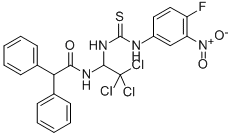 2,2-DIPHENYL-N-(2,2,2-TRICHLORO-1-[3-(4-FLUORO-3-NITROPHENYL)THIOUREIDO]ETHYL)ACETAMIDE Struktur