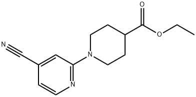 1-(4-シアノピリド-2-イル)ピペリジン-4-カルボン酸エチル 化学構造式