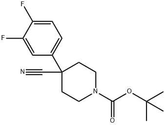 1-BOC-4-氰基 -4-(3,4-二氟苯基)-哌啶,906369-56-0,结构式