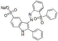 2-フェニル-3-[2-(フェニルスルホニル)フェニルアゾ]-1H-インドール-5-スルホン酸ナトリウム 化学構造式