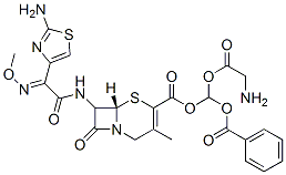 7-(2-(2-aminothiazol-4-yl)-2-methoxyiminoacetamido)-3-methyl-3-cephem-4-carboxylic acid glycyloxybenzoyloxymethyl ester Structure