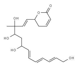 5,6-Dihydro-6-(3,4,6,13-tetrahydroxy-3-methyl-1,7,9,11-tridecatetrenyl)-2H-pyran-2-one 结构式