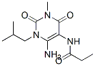 Propanamide,  N-[6-amino-1,2,3,4-tetrahydro-3-methyl-1-(2-methylpropyl)-2,4-dioxo-5-pyrimidinyl]- 化学構造式