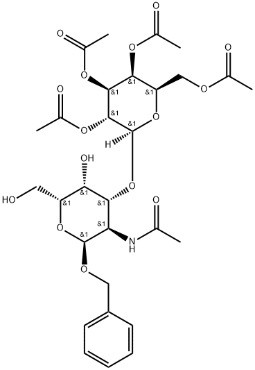 Benzyl2-acetamido-3-O-(2,3,4,6-tetra-O-acetyl-b-D-galactopyranosyl)-2-deoxy-a-D-galactopyranoside Struktur