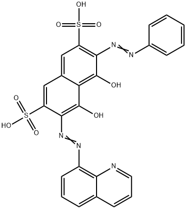 4,5-ジヒドロキシ-3-(フェニルアゾ)-6-(8-キノリニルアゾ)-2,7-ナフタレンジスルホン酸 化学構造式