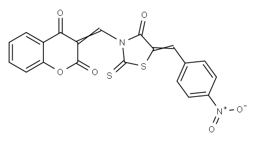 (Z)-3-(((Z)-5-(4-Nitrobenzylidene)-4-oxo-2-thioxothiazolidin-3-yl)methylene)chroman-2,4-dione Structure