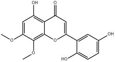 4H-1-Benzopyran-4-one, 2-(2,5-dihydroxyphenyl)-5-hydroxy-6,8-dimethoxy - 结构式