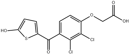2,3-ジクロロ-4-(5-ヒドロキシ-2-チエニルカルボニル)フェノキシ酢酸 化学構造式
