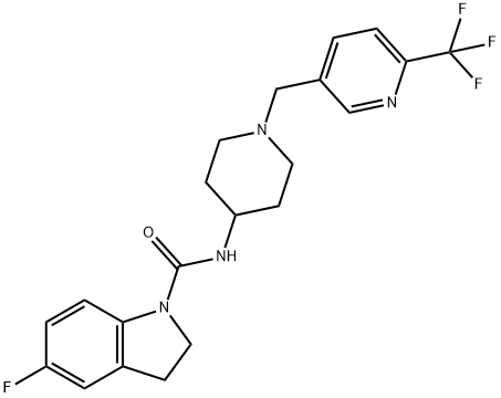 5-FLUORO-N-(1-([6-(TRIFLUOROMETHYL)PYRIDIN-3-YL]METHYL)PIPERIDIN-4-YL)INDOLINE-1-CARBOXAMIDE|5-FLUORO-N-(1-([6-(TRIFLUOROMETHYL)PYRIDIN-3-YL]METHYL)PIPERIDIN-4-YL)INDOLINE-1-CARBOXAMIDE