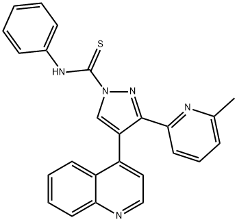 3-(6-甲基-2-吡啶基)-N-苯基-4-(4-喹啉基)-1H-吡唑-1-硫代甲酰胺, 909910-43-6, 结构式