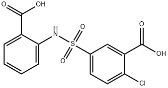 2-クロロ-5-[(2-カルボキシアニリノ)スルホニル]安息香酸 化学構造式