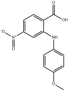 2-(4-メトキシフェニルアミノ)-4-ニトロ安息香酸 化学構造式