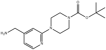 4-[4-(Aminomethyl)pyridin-2-yl]piperazine, N1-BOC protected Structure