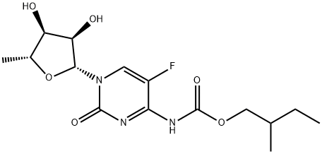 5'-デオキシ-5-フルオロ-N-[(2-メチルブトキシ)カルボニル]シチジン 化学構造式