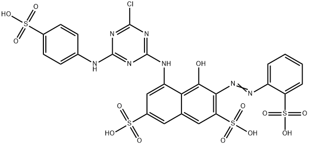 5-[[4-Chloro-6-[(4-sulfophenyl)amino]-1,3,5-triazin-2-yl]amino]-4-hydroxy-3-[(2-sulfophenyl)azo]-2,7-naphthalenedisulfonic acid 结构式