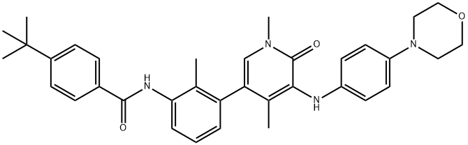 Benzamide,  N-[3-[1,6-dihydro-1,4-dimethyl-5-[[4-(4-morpholinyl)phenyl]amino]-6-oxo-3-pyridinyl]-2-methylphenyl]-4-(1,1-dimethylethyl)- 结构式