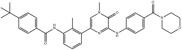 N-[3-[4,5-Dihydro-4-methyl-6-[[4-(4-morpholinylcarbonyl)phenyl]amino]-5-oxo-2-pyrazinyl]-2-methylphenyl]-4-(tert-butyl)benzamide Struktur