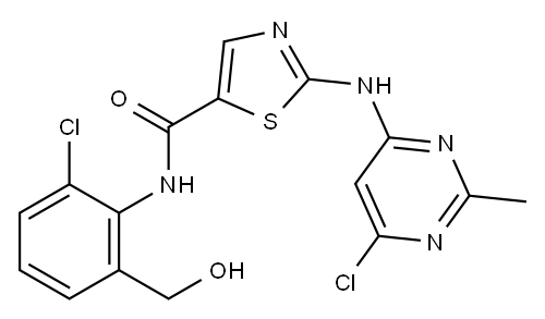 Des-6-[4-(2-hydroxyethyl)-1-piperazinyl]-6-chloro Dasatinib Structure