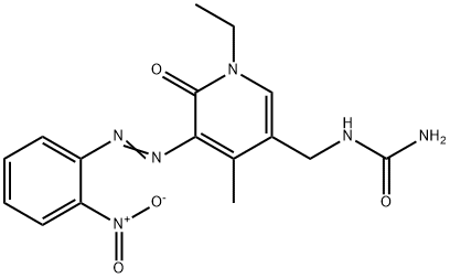 Urea,  [[1-ethyl-1,6-dihydro-4-methyl-5-[(2-nitrophenyl)azo]-6-oxo-3-pyridinyl]methyl]-  (9CI) Struktur