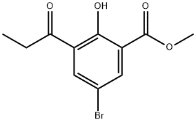 2-羟基-3-丙酰基-5-溴苯甲酸甲酯, 91099-82-0, 结构式