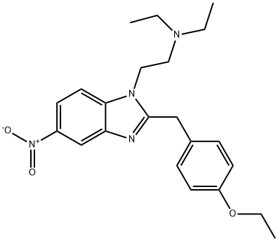 1-[2-(ジエチルアミノ)エチル]-2-(p-エトキシベンジル)-5-ニトロ-1H-ベンゾイミダゾール 化学構造式