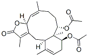 (3aS,4Z,8S,8aS,9S,12aR)-8,9-Bis(acetyloxy)-6,7,8,8a,9,10,12a,13-octahydro-1,5,8a,12-tetramethylbenzo[4,5]cyclodeca[1,2-b]furan-2(3aH)-one Struktur