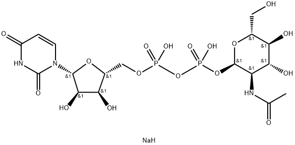 二りん酸P1-[2-(アセチルアミノ)-2-デオキシ-α-D-グルコピラノシル]P2-(5'-ウリジル)P1,P2-ジナトリウム 化学構造式