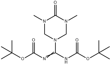tert-Butyl (((tert-butoxycarbonyl)imino)(3,5-dimethyl-4-oxo-1,3,5-triazinan-1-yl)methyl)carbam, 911857-61-9, 结构式