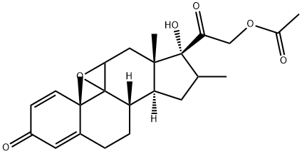 21-アセチルオキシ-9β,11β-エポキシ-17-ヒドロキシ-16β-メチルプレグナ-1,4-ジエン-3,20-ジオン 化学構造式