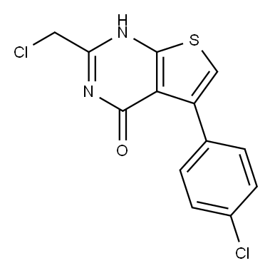2-(氯甲基)-5-(4-氯苯基)-3H,4H-噻吩并[2,3-D]嘧啶-4-酮 结构式