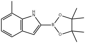 7-メチルインドール-2-ボロン酸ピナコールエステル 化学構造式
