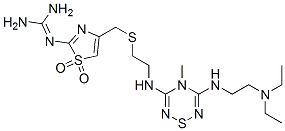 3-(2-ジエチルアミノエチルアミノ)-5-[2-[(2-グアニジノチアゾール-4-イル)メチルチオ]エチルアミノ]-4-メチル-4H-1,2,4,6-チアトリアジン1,1-ジオキシド 化学構造式