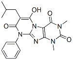 Pyrimido[2,1-f]purine-2,4,8(1H,3H,9H)-trione,  6-hydroxy-1,3-dimethyl-7-(2-methylpropyl)-9-phenyl- Struktur
