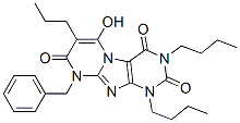 Pyrimido[2,1-f]purine-2,4,8(1H,3H,9H)-trione,  1,3-dibutyl-6-hydroxy-9-(phenylmethyl)-7-propyl- Structure