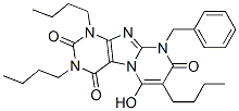 Pyrimido[2,1-f]purine-2,4,8(1H,3H,9H)-trione,  1,3,7-tributyl-6-hydroxy-9-(phenylmethyl)- Structure