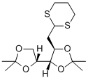2-Deoxy-3,4:5,6-di-O-isopropylidene-D-arabino-hexosepropane-1,3-diyldithioacetal 结构式