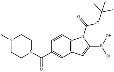 1H-Indole-1-carboxylic acid, 2-borono-5-[(4-methyl-1-piperazinyl)carbonyl]-, 1-(1,1-dimethylethyl) ester Structure