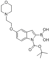 1H-Indole-1-carboxylic acid, 2-borono-5-[2-(4-morpholinyl)ethoxy]-, 1-(1,1-dimethylethyl) ester Structure