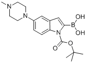 2-硼-5-(4-甲基-1-哌嗪基)-1H-吲哚-1-羧酸-1-(1,1-二甲基乙基)酯, 913388-75-7, 结构式