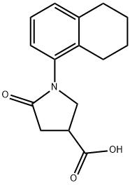 5-oxo-1-(5,6,7,8-tetrahydronaphthalen-1-yl)pyrrolidine-3-carboxylic acid 结构式