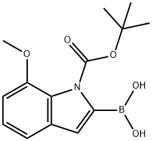 1-BOC-7-甲氧基吲哚-2-硼酸 结构式