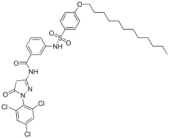 N-[4,5-二氢-5-氧代-1-(2,4,6-三氯苯基)-1H-吡唑-3-基]-3-[4-十二烷氧苯基磺酰氨基]苯甲酰胺 结构式