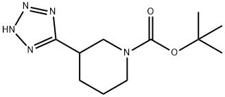 3-(1H-Tetrazol-5-yl)-1-piperidinecarboxylic acid  1,1<br>-dimethylethyl ester Structure
