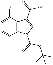 4-溴-1-(叔丁氧羰基)-1H-吲哚-3-羧酸 结构式