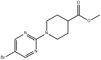 1-(5-ブロモピリミジン-2-イル)ピペリジン-4-カルボン酸メチル 化学構造式