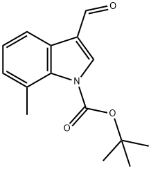 1-BOC-7-メチル-3-ホルミルインドール 化学構造式