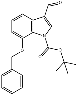 1-BOC-7-ベンジルオキシ-3-ホルミルインドール 化学構造式