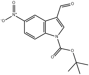 1-BOC-3-ホルミル-5-ニトロインドール 化学構造式
